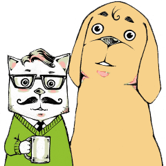 Hipster Cat & Ordinary Dog