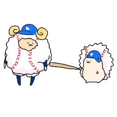 Baseball sheep and hedgehog