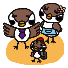 heartwarming sticker of sparrow's family