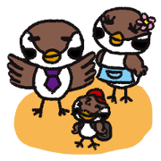 heartwarming sticker of sparrow's family