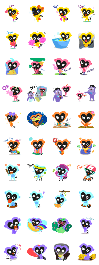 Five colour of happy monkey