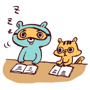 Energetic squirrel and lazy bear.