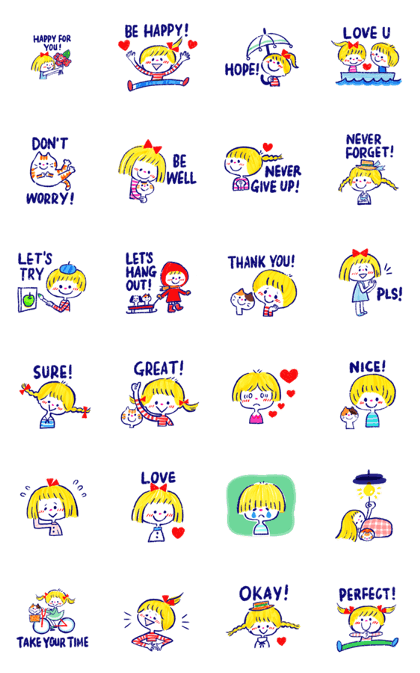 Line クリエイターズスタンプ 女の子のためのハッピー英語スタンプ