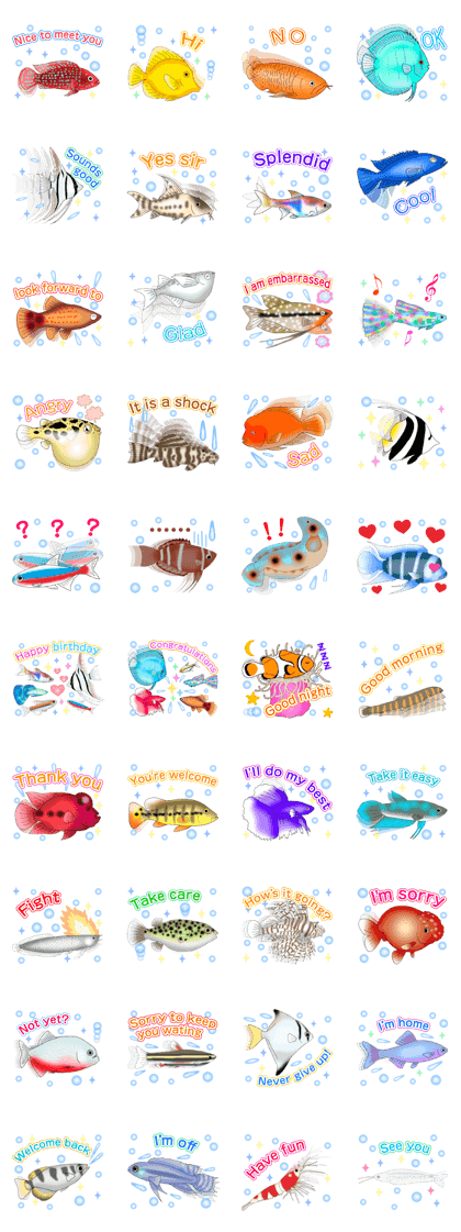 say hello in tropical fish. English Ver.