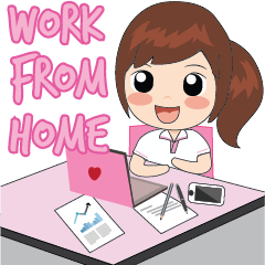 Pink Girl Work from Home Life
