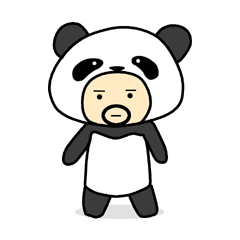 Uncle wearing a costume of panda