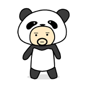 Uncle wearing a costume of panda