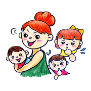Sticker collection of baby and mom