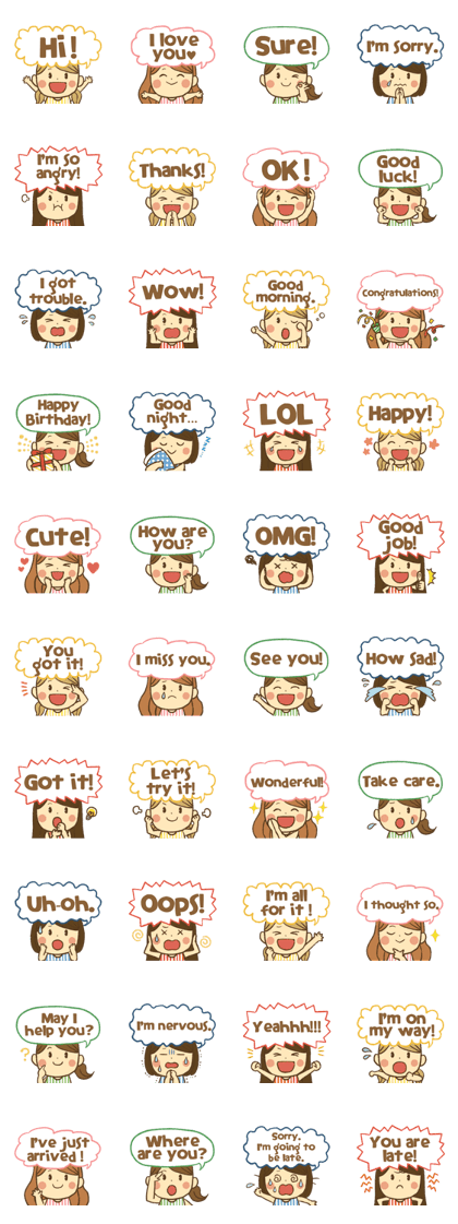 Message sticker for girls