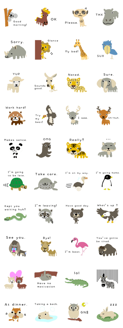 The animals stickers (English)