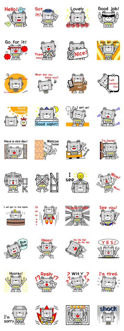 Sticker of the bear robot. (Eng ver.)