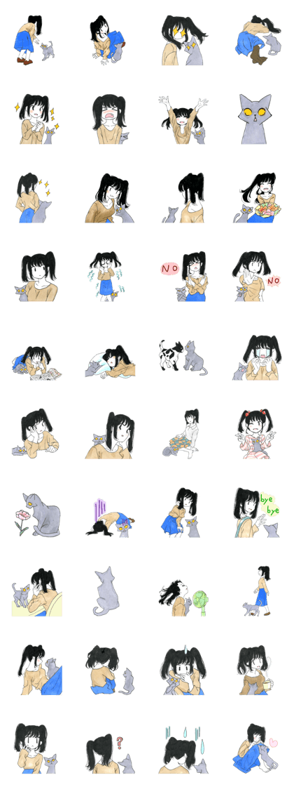 Gray cat and girl Gray cat and girl