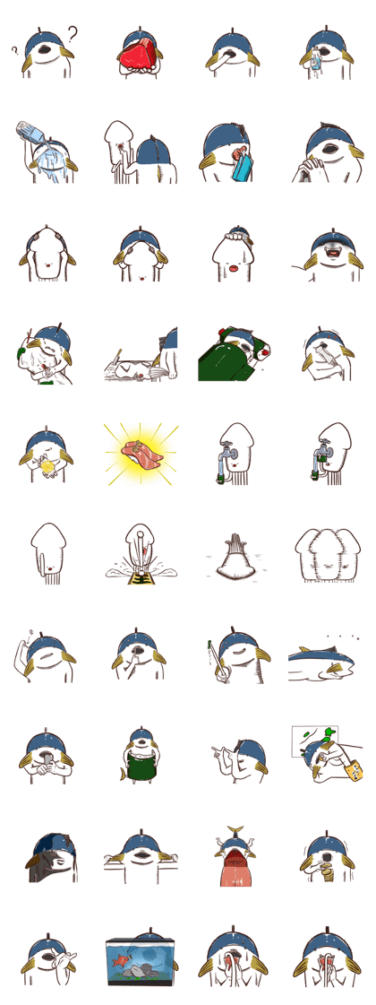 A tuna and cuttlefish A tuna and cuttlefish