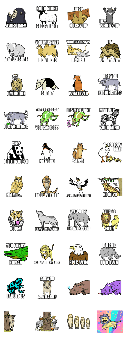 The wild animals sticker ENGLISH Ver.