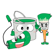 Close paint three brothers and black pug Close paint three brothers and black pug