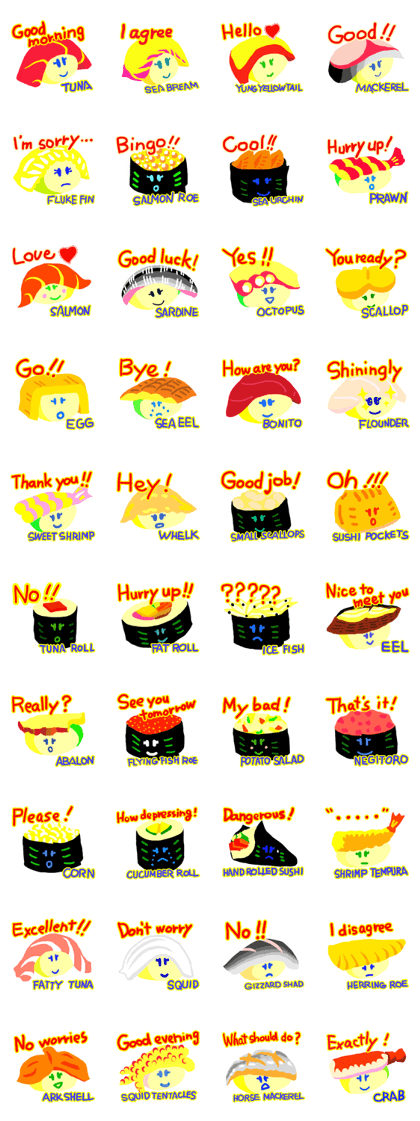 Sushi variety in English