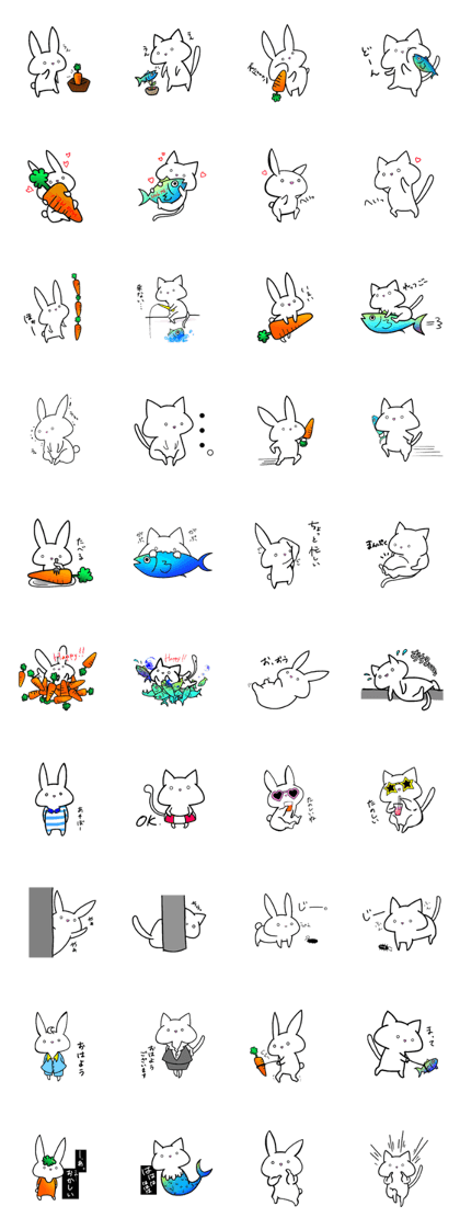 yururito cat and rabbit