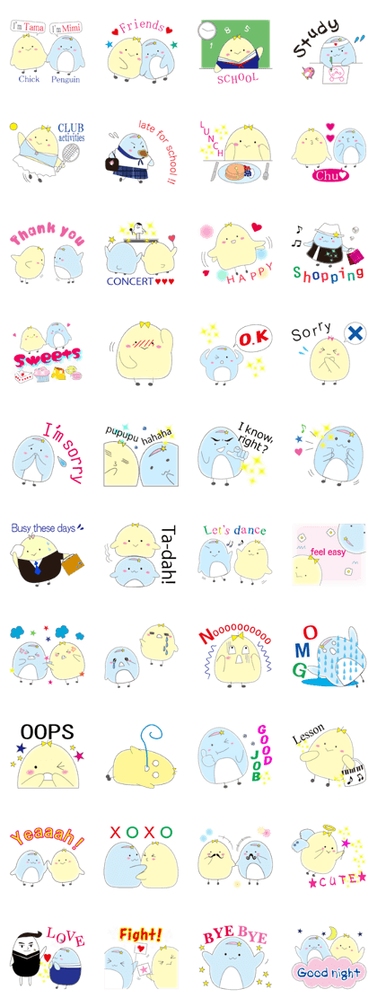 A Chick tama & a penguin mimi