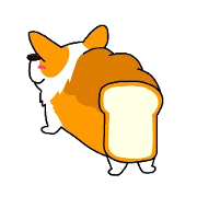 Sticker of Corgi of white bread.