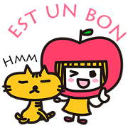 Funny plan of apple Girl & Punya cat _f