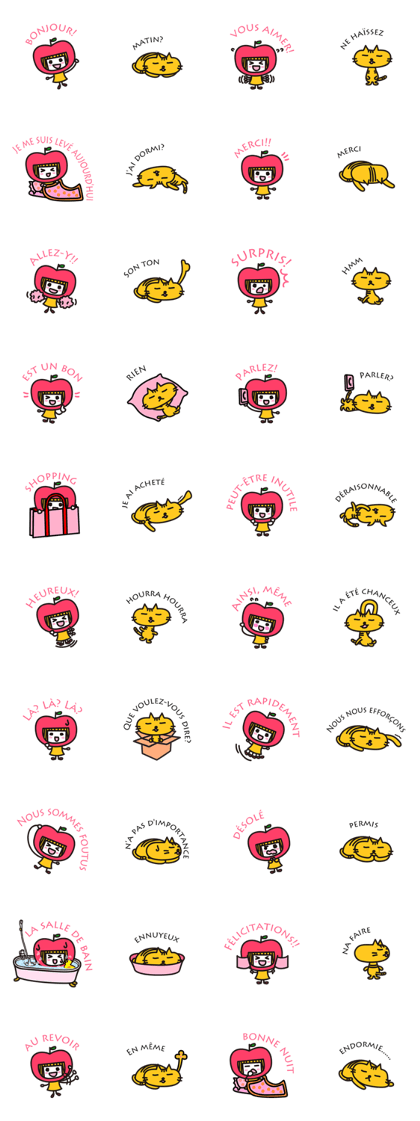 Funny plan of apple Girl & Punya cat _f