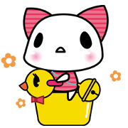 A white cat and black cat and baby cat.