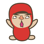 although wearing a red costume.