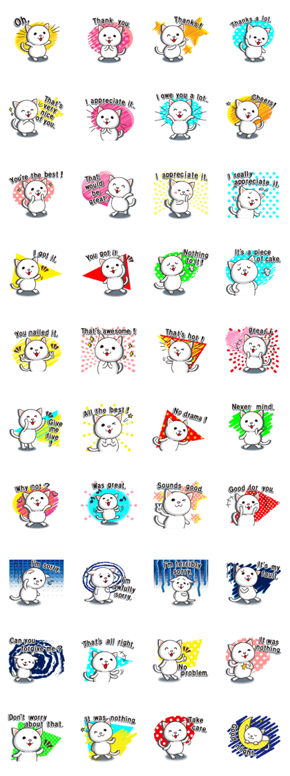 The white cat which conveys a feeling.
