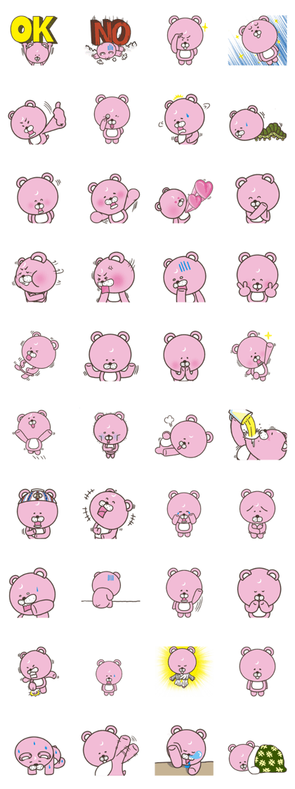 Pink bear stickers (No Text)
