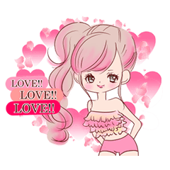 LOVE LOVE LOVE KAWAII PinkGirl