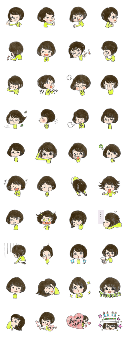 Various expression of girl stickers!