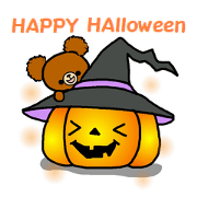 Autumn of a bear and Halloween sticker