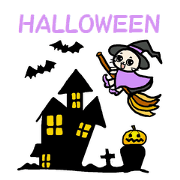 Autumn of a cats and Halloween sticker