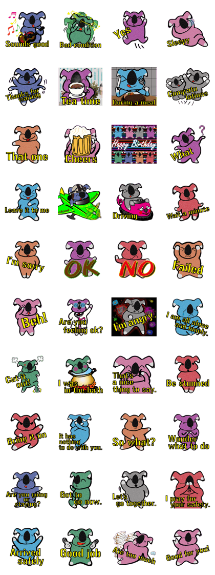 8 colors koala Sticker English