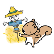 Genius squirrel painter  autumn