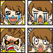 Sticker of the girl who changes suddenly