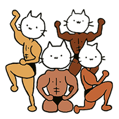 musclemen in cat costumes
