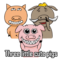 Three little cute pigs