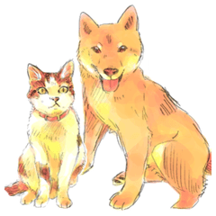Conversation Sticker of dog and cat
