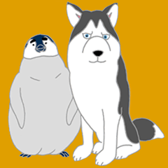 penguin & Siberian husky ,cute Sticker