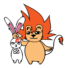 Cheerful Lion and Carefree Rabbit