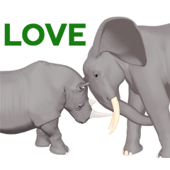 Elephant and Rhinoceros Sticker
