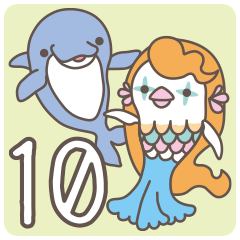 Sticker of a cute dolphin <vol.10>