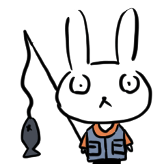 a rabbit he play fishing