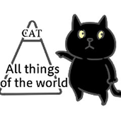 Lazy fat black cat sticker English ver.