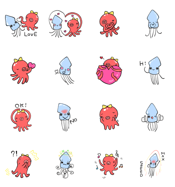 恋するイカくん タコちゃん Lineクリエイターズスタンプ Stamplist
