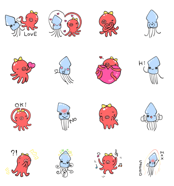 恋するイカくん タコちゃん Lineクリエイターズスタンプ Stamplist