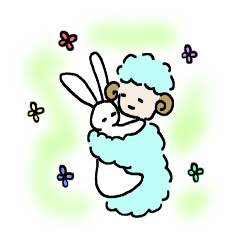 ノアの森の羊とウサギ ラブラブ