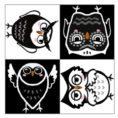 Funny black and white owls 1