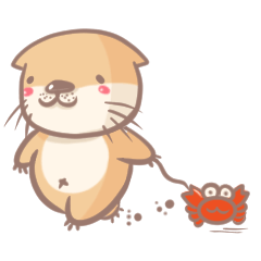 otter and young crab